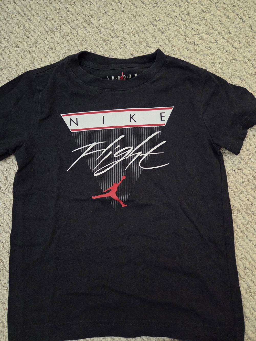 Nike Black Short-Sleeve 'Flight' Graphic Tee with Red & White Accents Size 6